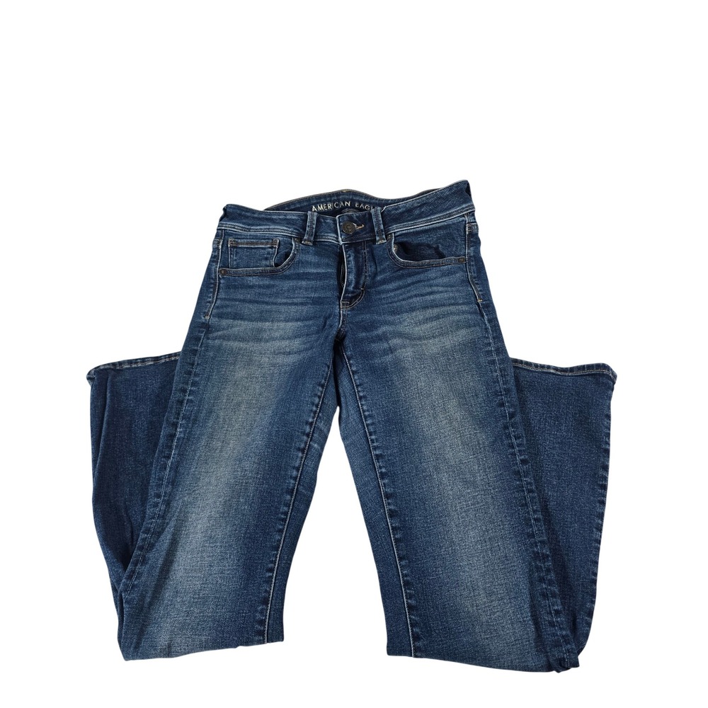 American Eagle Kick Boot Super Stretch Jeans Medium Wash Blue Womens Size 8 Reg